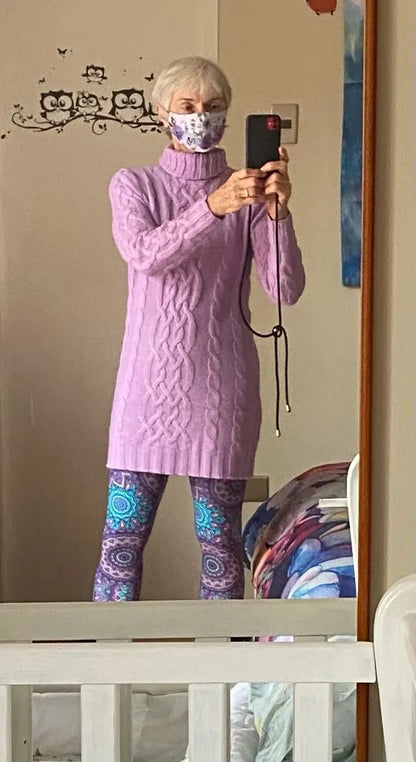 Chandails pour femmes, pull chaud à col roulé, épais, imprimé torsadé, col haut, fil épais, vêtements MMY, 2024 120352