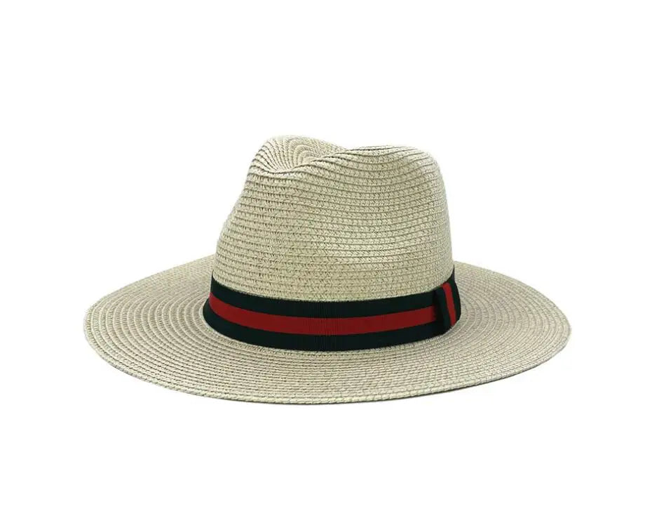 Chapeau de paille de voyage en plein air, pare-soleil de bord de mer, crème solaire, grand bord, style britannique DN, chapeau avec décoration de ruban, HZ75