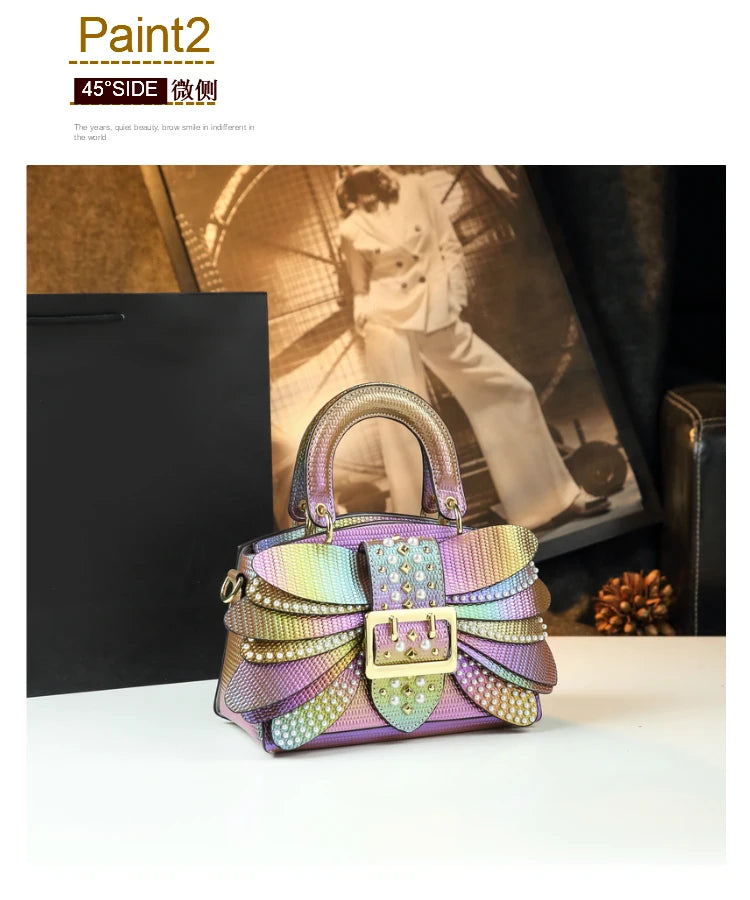 Sac en Cuir group avec Ailes Rivetées pour Femme, Sacoche de Caractère, Nouvelle Collection 2024