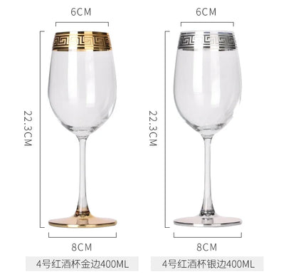 Phnom Penh-Verre Européen à Bord Argenté, Grand Clip Étranger, Vin Rouge, Brandy, Champagne, Table à Manger, Verre à Eau Domestique