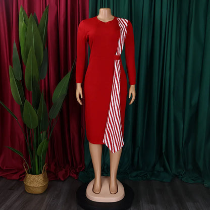 FairyShely 2025 Sexy Patchwork grande taille robe de Club femmes à manches longues grandes robes dame coupe ajustée fête robe courbe serrée