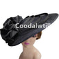 Noir grand Chapeau fascinateur femmes Royal Ascot casque fleur mode Chapeau Casquette pour église Kentucky Derby Chapeau Casquette bandeau