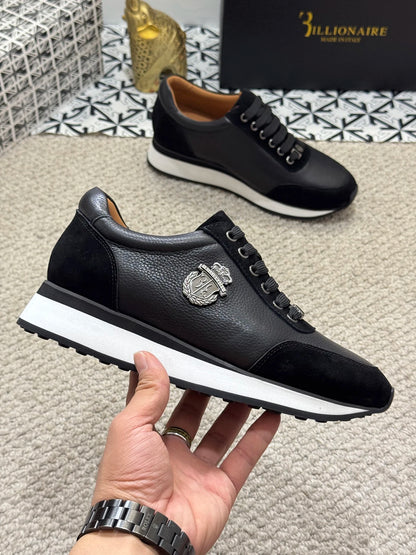 BILLIONAIRE BLSK CPRT chaussures peau de vache 2025 nouvelle broderie mode qualité confort mouvement hommes taille européenne 39-45 chaussures noires