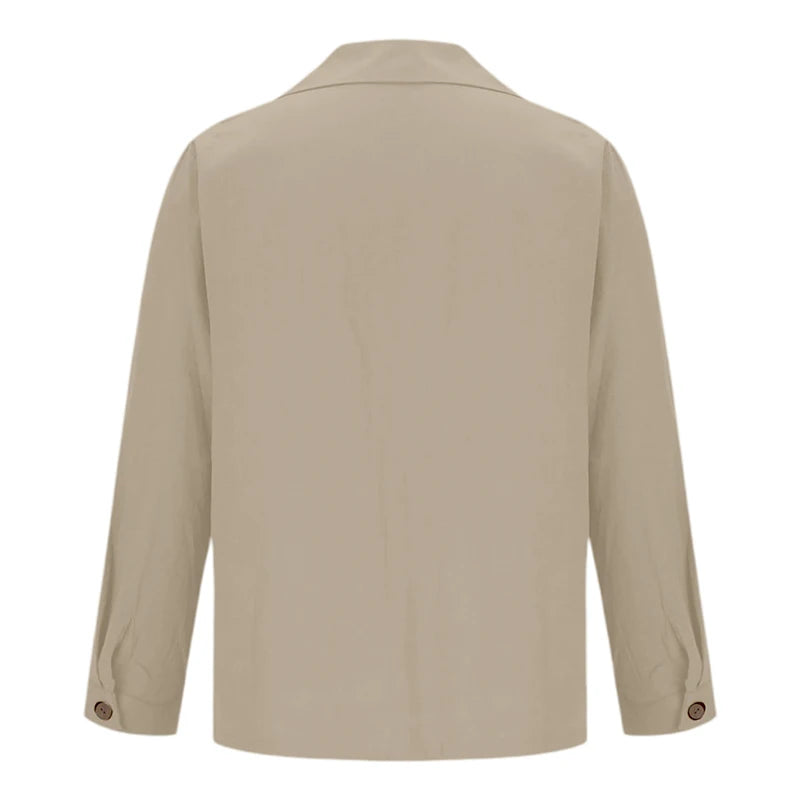 Chemises à col en V pour hommes, manches longues, double boutonnage, coupe couvertes, solide, document décontracté, mode confortable, automne