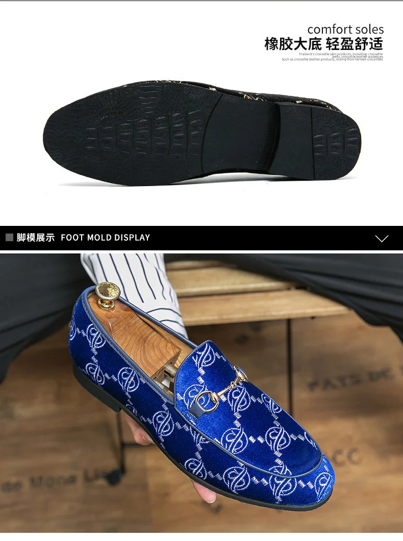 Mocassins de Luxe en Cuir Suédé pour Homme, Chaussures de Grande Taille, Décontractées, de Styliste, pour Robe de Mariée, Plates, Bleues