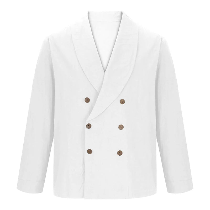 Chemises à col en V pour hommes, manches longues, double boutonnage, coupe couvertes, solide, document décontracté, mode confortable, automne