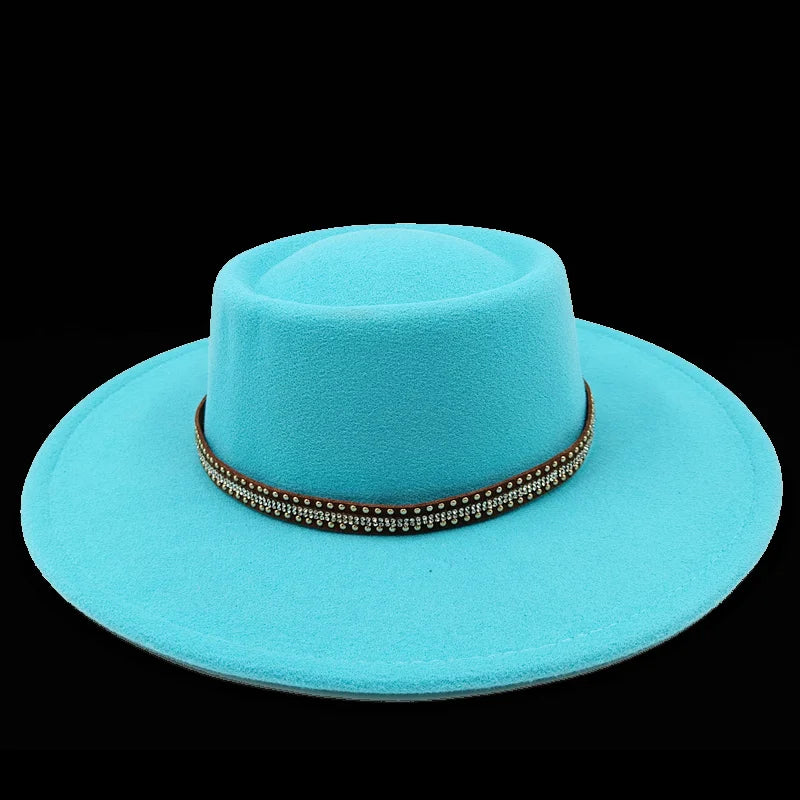 Chapeau fedora rose 8cm, haut convexe concave, chapeau de jazz pour femmes et hommes, chapeau fedora classique à dessus plat