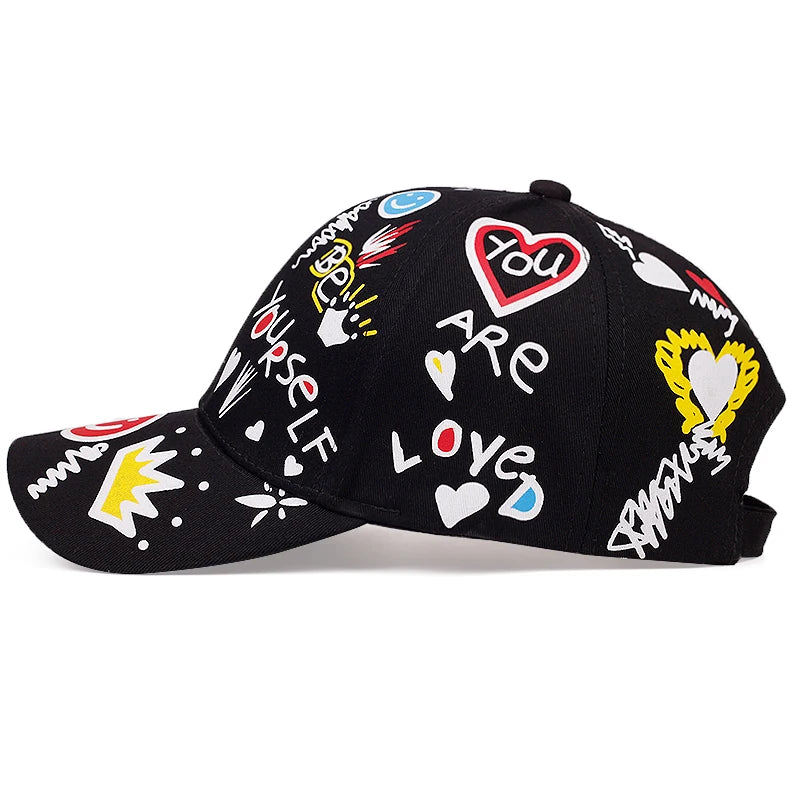 Lettre impression graffiti hip hop casquette de baseball mode en plein air couple universel sauvage chapeau de soleil sport casquettes décontractées papa chapeaux