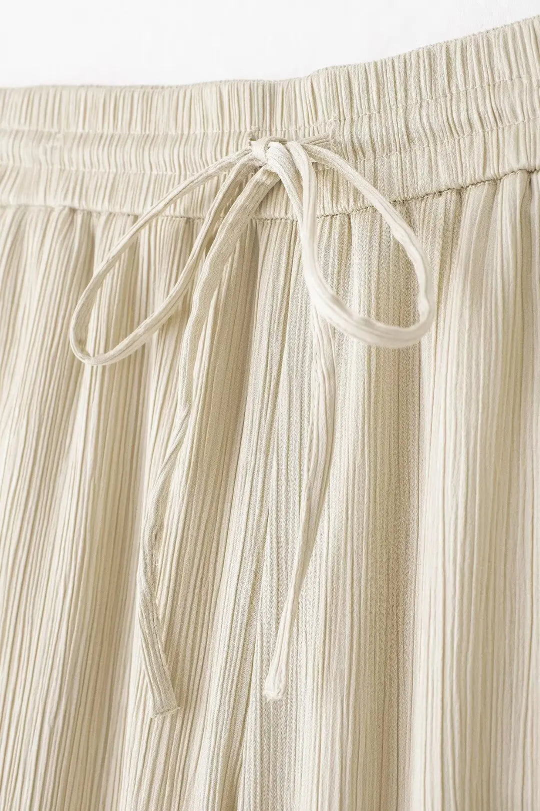 TRAFZA 2025 femmes pantalons décontractés ensemble taille haute pantalon à jambes larges + solide Beige ample glace soie Double boutonnage chemise hauts 2025 à la mode