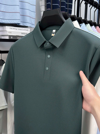 2025 Chemise polo gaufrée sportive pour hommes |   Tailles supérieures de Tennis de Golf évacuant l'humidité S-5XL, boutons-pression, antibactérien 7A de haute qualité