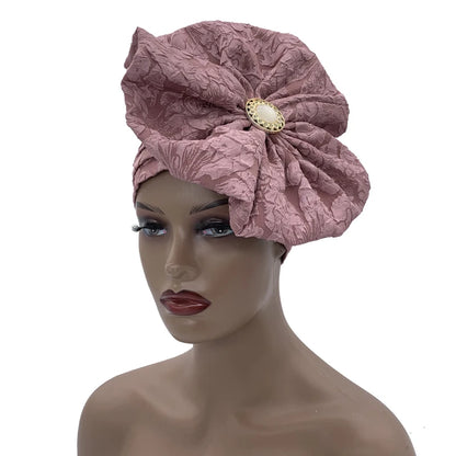 Turban Africain à Grande Fleur pour Femme, Foulard de Sauna Musulman à la Mode