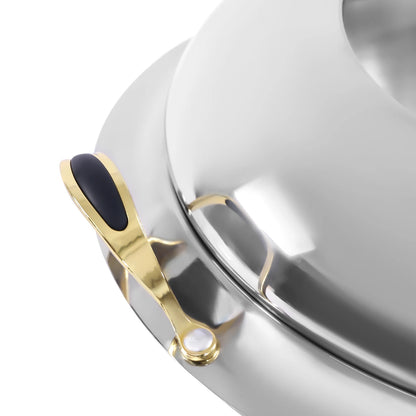 Ensemble de réchaud rond de 3L, chauffe-aliments en acier inoxydable avec couvercle et poignées de transport, feu réglable, dispositif de réchauffement des aliments