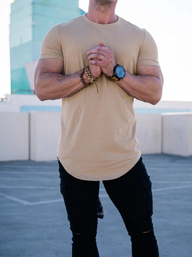 T-shirt de Fitness musculaire été hommes athloisir entraînement à manches courtes T-shirt de haute qualité coton hommes T-shirt Gym Sport chemise hauts