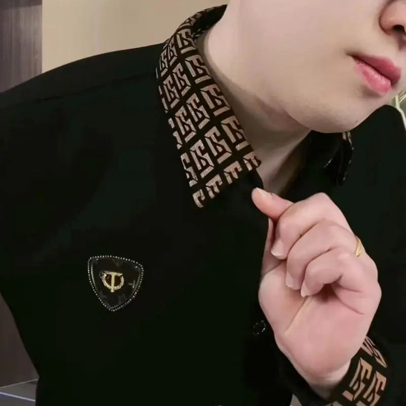 Polo à manches longues pour hommes à la mode T-shirt tendance décontracté à revers à la mode