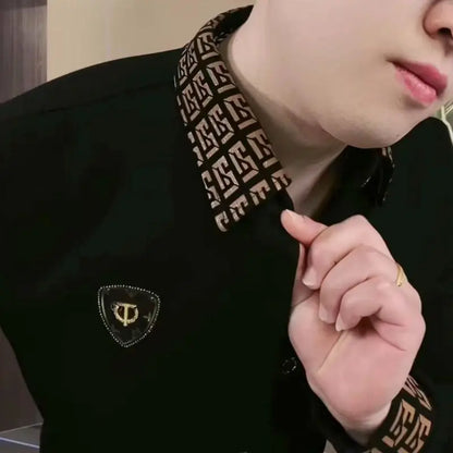 Polo à manches longues pour hommes à la mode T-shirt tendance décontracté à revers à la mode