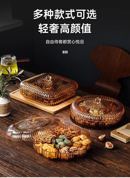 Boîte à snacks transparente multicouche, anti-poussière, acrylique, fruits secs, boîte de rangement pour bonbons et noix, salon moderne, conteneur solaire