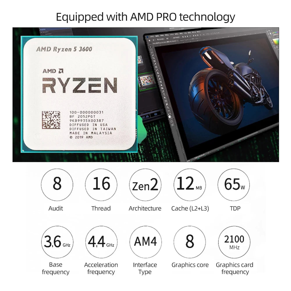 Processeur AMD Ryzen 5 R5 3600 3,6 GHz 6 cœurs 12 threads LGA AM4