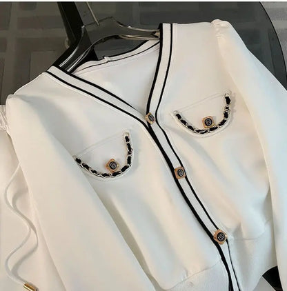 Printemps et automne haut de gamme sport décontracté ensemble femmes Western col en v haut pantalon à jambes larges deux pièces Setj Uicy Corture survêtement