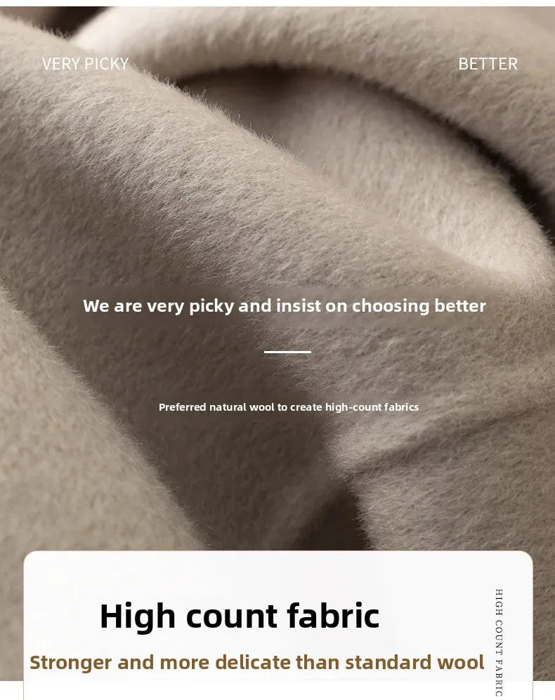 Manteau en laine Double face pour femme, épais, mi-long, col de costume, coupe ample, couleur Pure, polyvalent, nouveau Style automne hiver