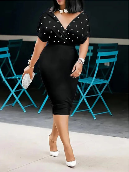 Robe de soirée à la mode pour femmes, Sexy, col en V, robes élégantes aux hanches, couleur unie, Slim, tenue de bureau, été, 2025