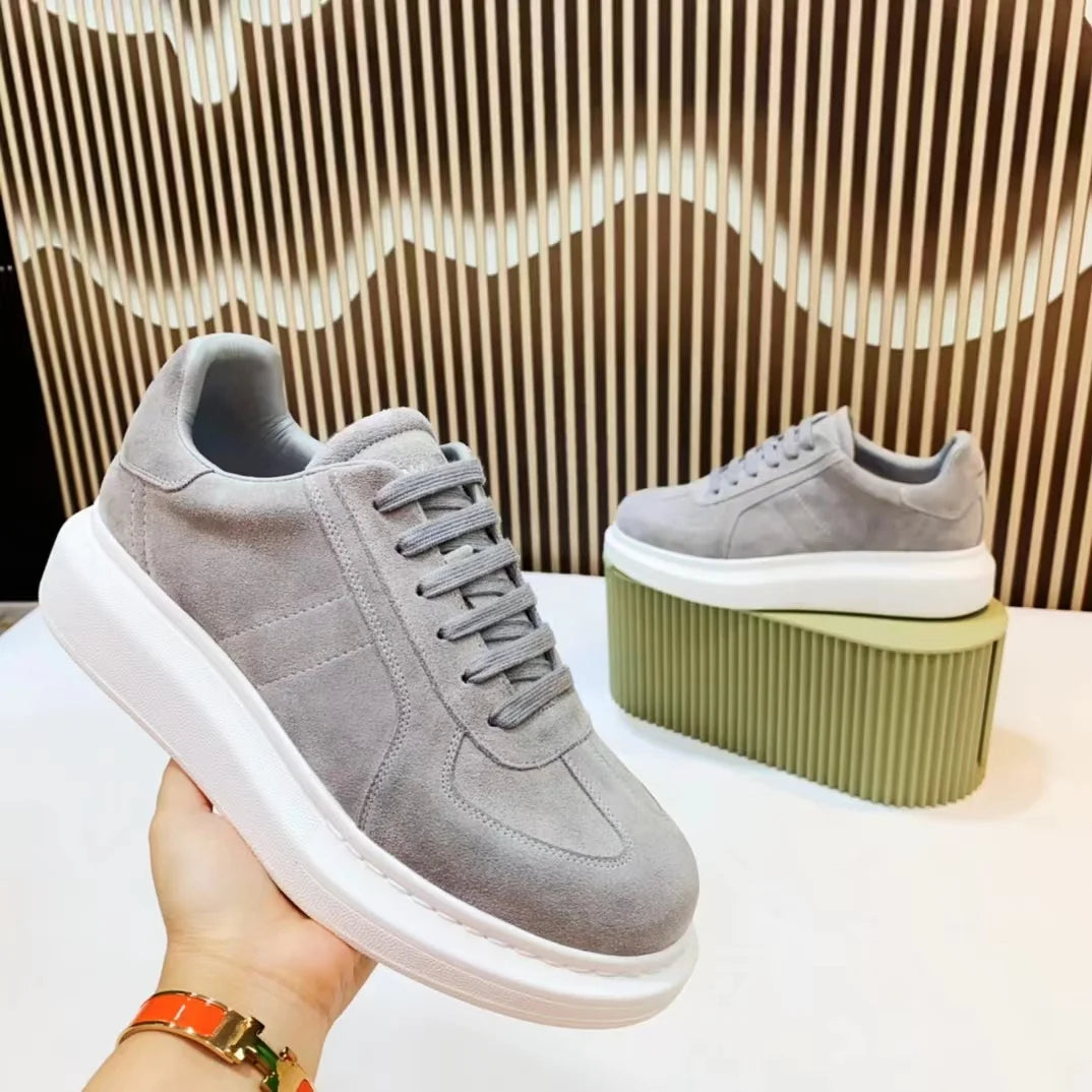 Baskets décontractées en cuir fabriquées à la main pour hommes, baskets à plateforme, mocassins plats originaux unisexes, chaussures pour hommes