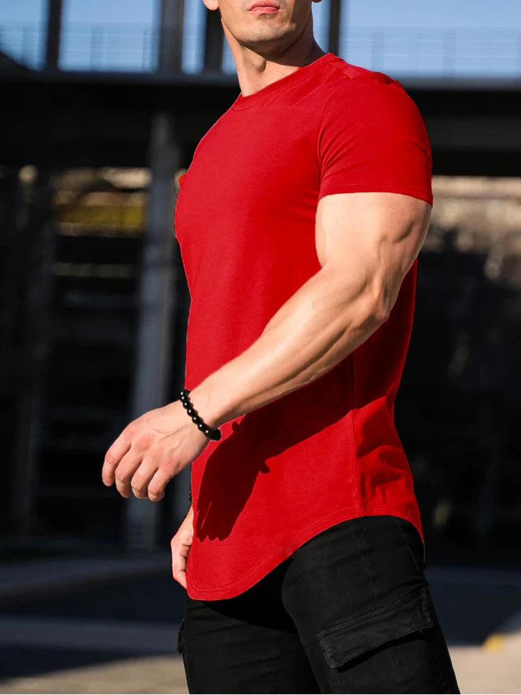 T-shirt de Fitness musculaire été hommes athloisir entraînement à manches courtes T-shirt de haute qualité coton hommes T-shirt Gym Sport chemise hauts