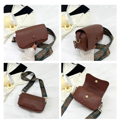 Sacs à bandoulière confortables à large sangle en cuir PU, sac à bandoulière à rabat décontracté pour femmes pour cadeaux, petits sacs à main et bourses de créateurs