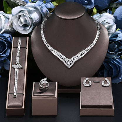 Ensemble de bijoux de mariage avec pendentif exquis, dubaï, pour fête de mariage, ensemble d'accessoires de 4 pièces, nouvelle collection 2024