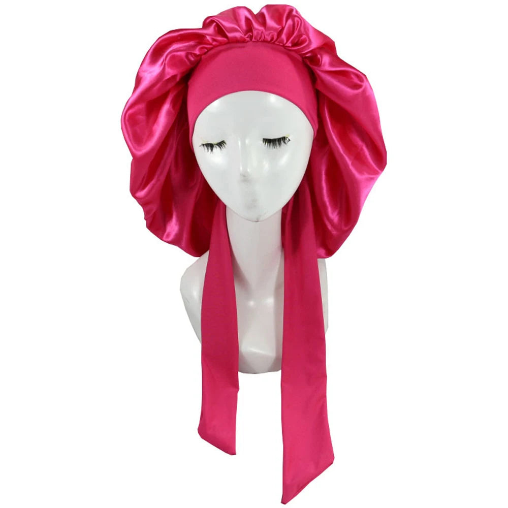 Nouveau bonnet de cheveux en Satin pour dormir, Invisible, plat, Imitation soie, rond, soins capillaires pour femmes, couvre-chef, bouton de réglage de cérémonie, chapeau de nuit