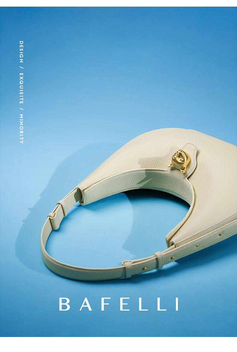 BAFELLI 2025 nouveau sac à main pour femmes série chat en cuir véritable marque de luxe mode rétro STYLE épaule HOBOS sacs à rabat femme