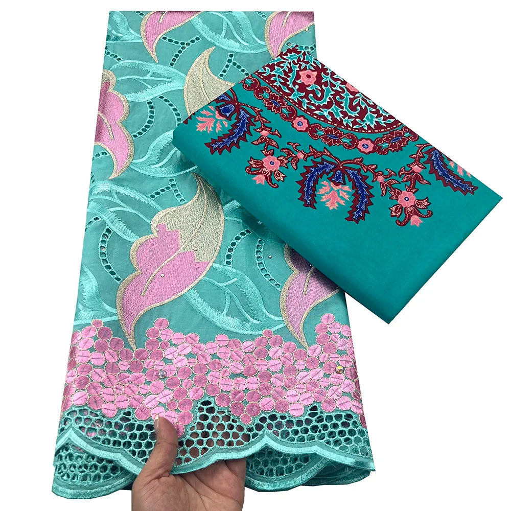 Tissu africain en dentelle de Voile suisse, 2.5 + 3 yards, véritable cire pour coudre une robe de soirée, nouvel arrivage