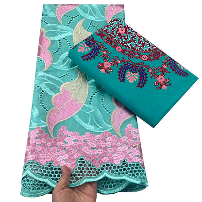 Tissu africain en dentelle de Voile suisse, 2.5 + 3 yards, véritable cire pour coudre une robe de soirée, nouvel arrivage