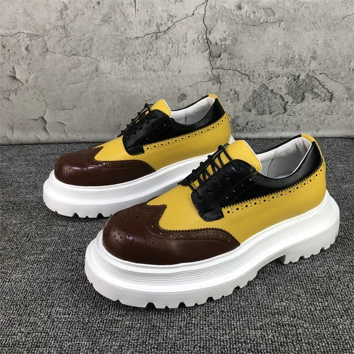 Chaussures Brogue Multi-documents en Cuir group pour Homme, Souliers à Grande Tête, Style Britannique, Décontracté, Rehausseur, Alicante zones me