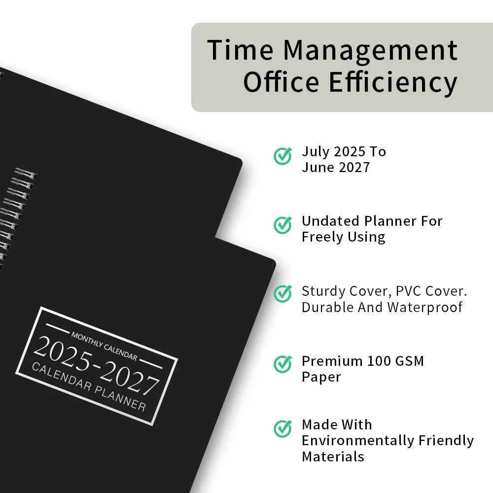 1Pc A4 2025.7-2027.6 Planificateur mensuel et calendrier 2 ans mensuels à partir de 2025 juin. 2027, 24 mensuels, avec 3 autocollants