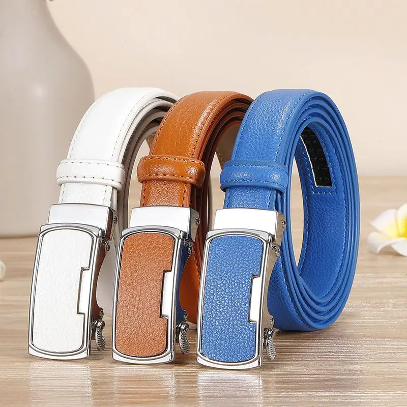 Ceinture de mode coréenne pour femmes, fine, étroite, art, couverture de taille, blanc, orange, bleu, vert, jaune, rouge, designer, ceinture automatique, nouveau