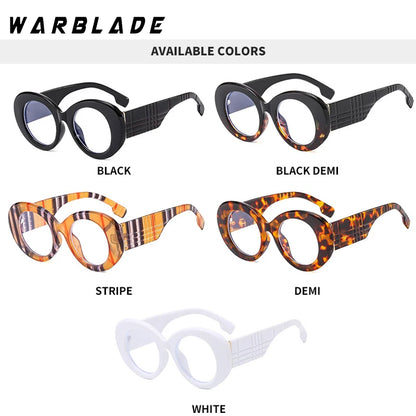 Lunettes anti-lumière bleue à rayures jaunes rétro pour femmes, lunettes transparentes, grande monture ronde, marque de luxe, 2025