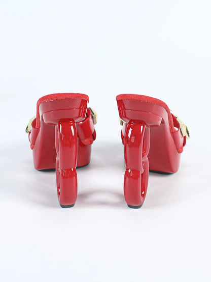 Pantoufles à plateforme pour femmes, style étrange, fretwork, talons hauts, carré, Parker, sandales évidées, chaussures d'été pour femmes, nouveau, 2025, 12cm