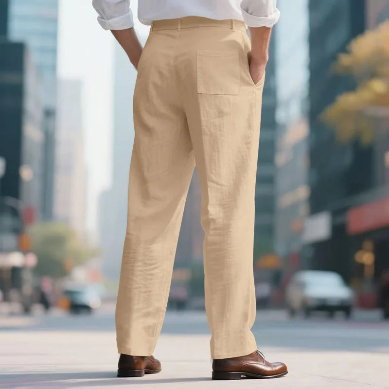 BERAKAH SUPRÊME – pantalon de costume décontracté en lin pour hommes, couleur unie, nouvelle mode, pantalon de plage à jambes larges, européen et américain