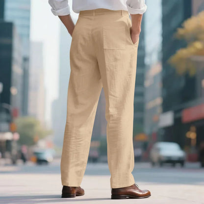 BERAKAH SUPRÊME – pantalon de costume décontracté en lin pour hommes, couleur unie, nouvelle mode, pantalon de plage à jambes larges, européen et américain