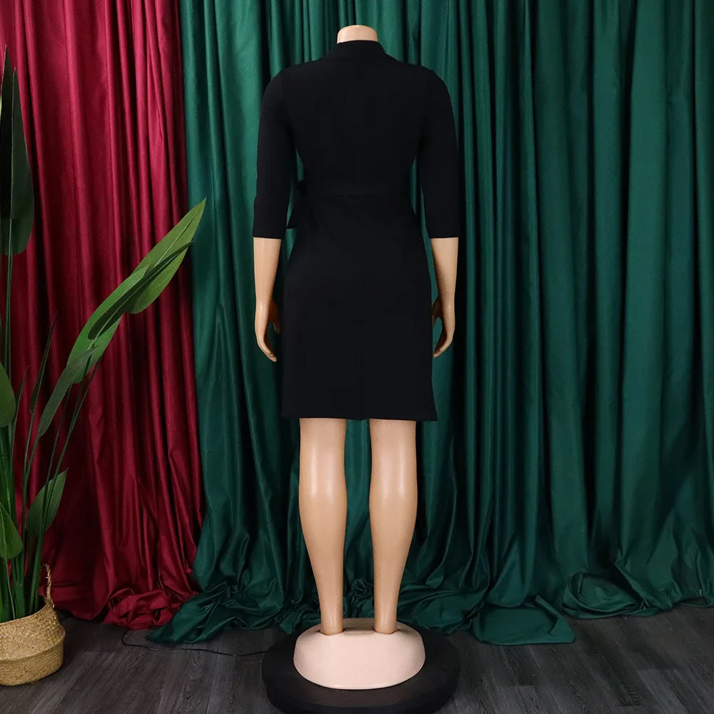 Robe plissée pour femmes, grande taille, col plissé, style blazer, bureau, vintage, sexy, ceinture, fête, serrée, courbée, courte