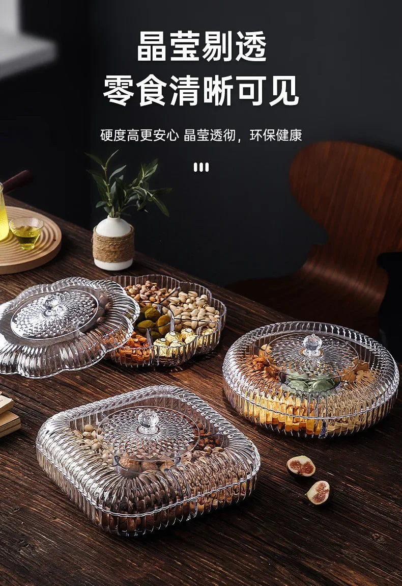 Boîte à snacks transparente multicouche, anti-poussière, acrylique, fruits secs, boîte de rangement pour bonbons et noix, salon moderne, conteneur solaire