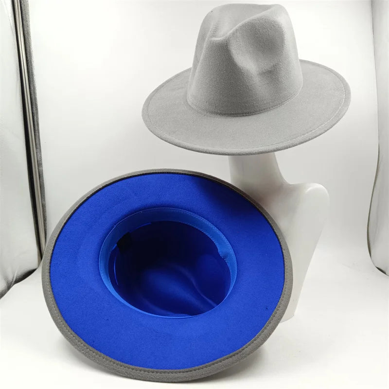 Chapeau Fedora à larges bords pour hommes et femmes, chapeau en feutre ander, chapeau d'église, laine douce, grande taille, DN, britannique, 60cm