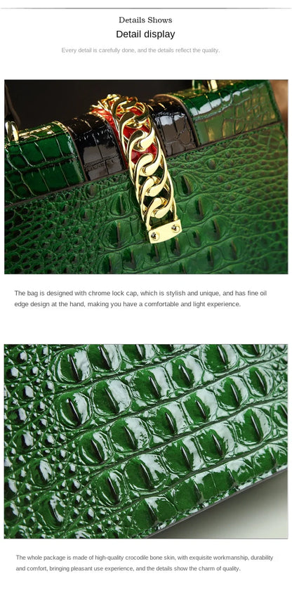 Sacs à main en cuir véritable pour femmes, marque de mode de luxe, sac à bandoulière initié, petit crocodile, carré dur, sacs de messager portables