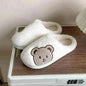 Ours en peluche pantoufles pour femmes hommes mode Kawaii moelleux hiver chaud pantoufles amoureux dessin animé ours en peluche maison chaussures TG03