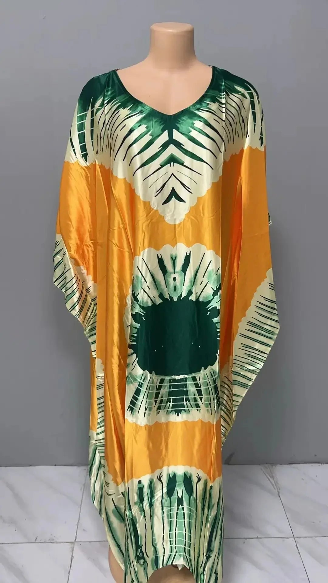 Robe confortable grande taille pour femmes, imprimé Floral, taille ample, jupe longue, manches chauve-souris, col en V, longueur cheville, mode élégante