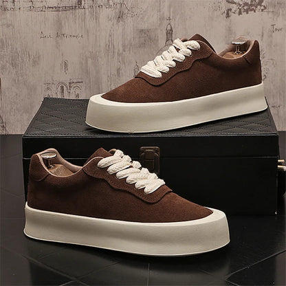 Chaussures en cuir suédé pour hommes, baskets de marche, appartements d'extérieur, vintage, à la mode, luxe, designer, nouveau