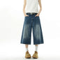 Short en Denim Baggy pour hommes, mode rétro décontractée, ample, jambes larges, longueur mollet, Streetwear Y2K, Style coréen