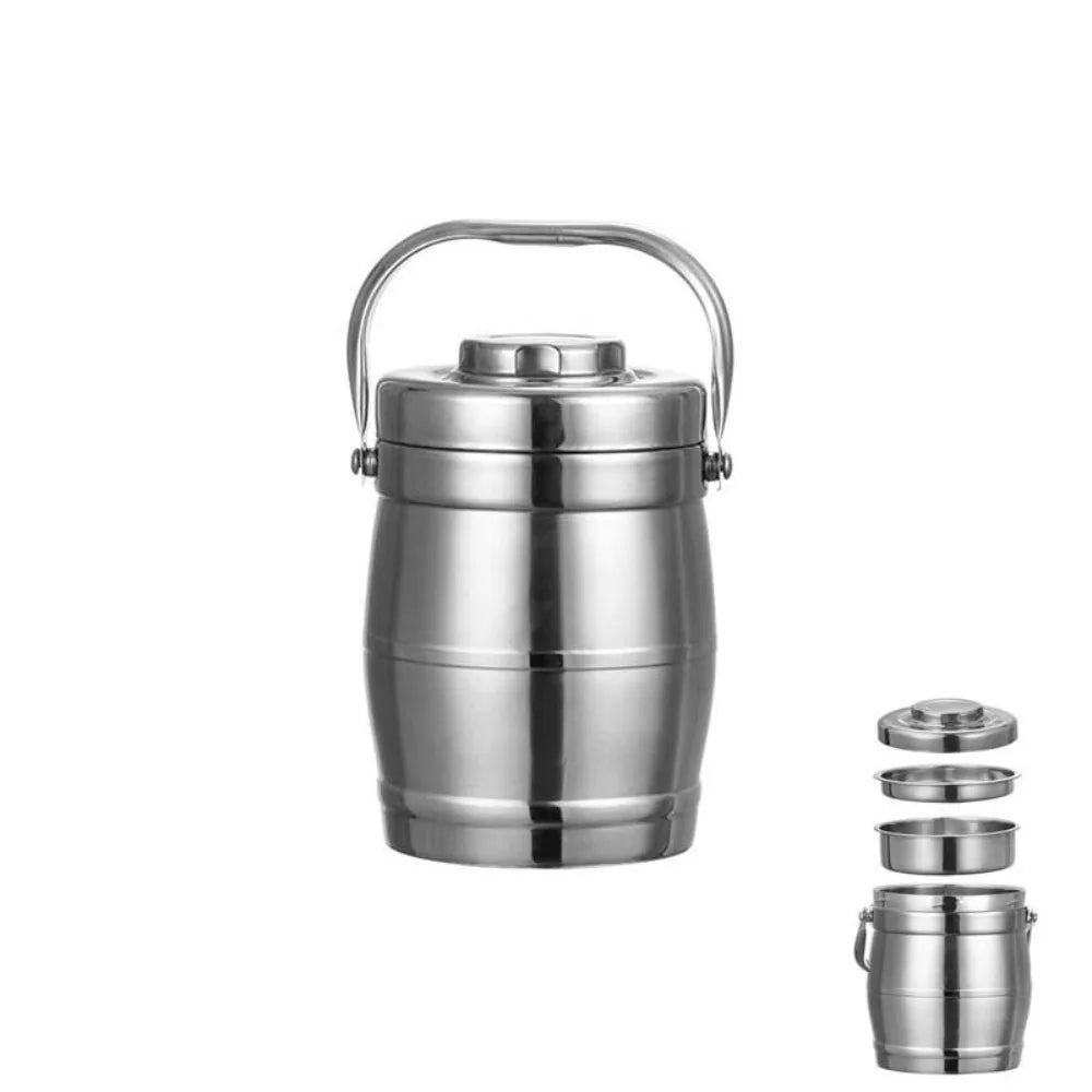 Boîte à lunch thermique étanche de grande capacité, thermos alimentaire en acier inoxydable, poignée pliable, pot isolé durable, travailleurs