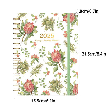 Cahier de licence multifonctionnel pour hommes et femmes, belle licence 03/licence, hebdomadaire, mensuel, couverture de plante, à faire, 2025