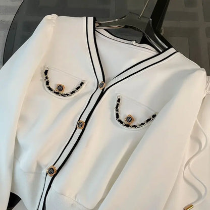 Printemps et automne haut de gamme sport décontracté ensemble femmes Western col en v haut pantalon à jambes larges deux pièces Setj Uicy Corture survêtement